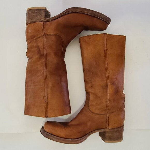 Vintage Mens 13 D Frye Black Label All Leather Square Toe 2563 Campus Boots 70s - Picture 6 of 16